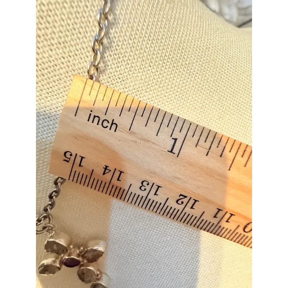 Vintage rhinestone Cross Necklace 16”